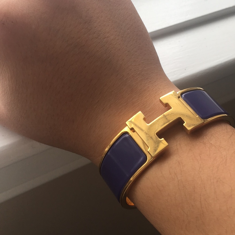 Rare Authentic Hermes Blue Biarritz H bracelet